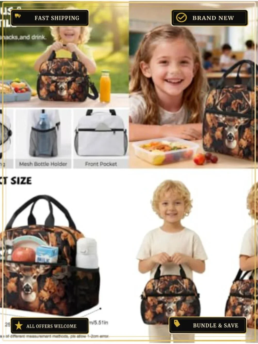 Kids 5-Piece Hunting Camo Backpack Set with Lunch Box Pencil Case